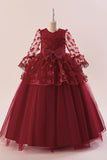 Vestido de festa rosa Tulle Girl com Appliques