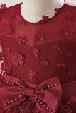 Vestido de festa rosa Tulle Girl com Appliques