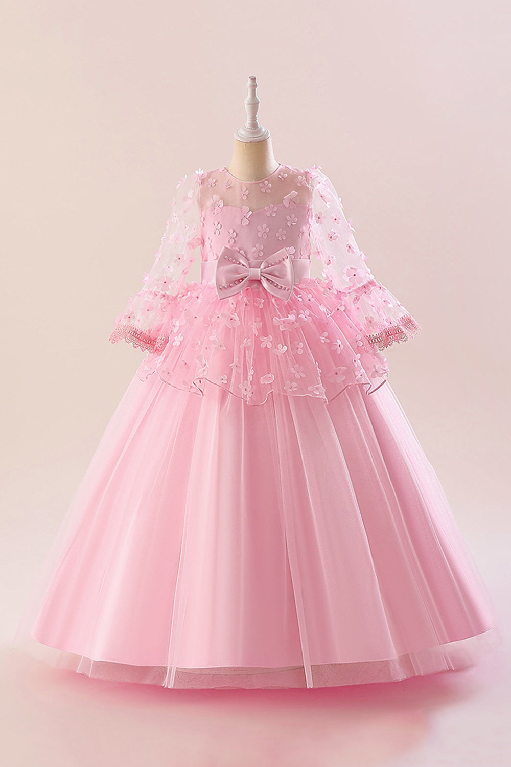 Vestido de festa rosa Tulle Girl com Appliques