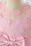 Vestido de festa rosa Tulle Girl com Appliques
