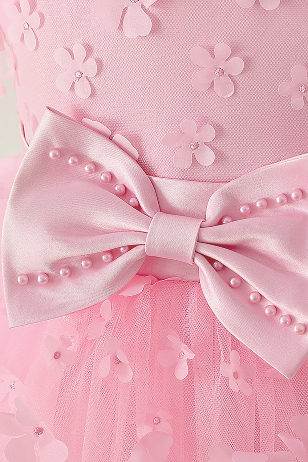 Vestido de festa rosa Tulle Girl com Appliques