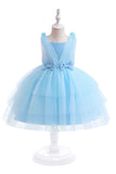 Vestido de festa azul Tulle Girl com laços