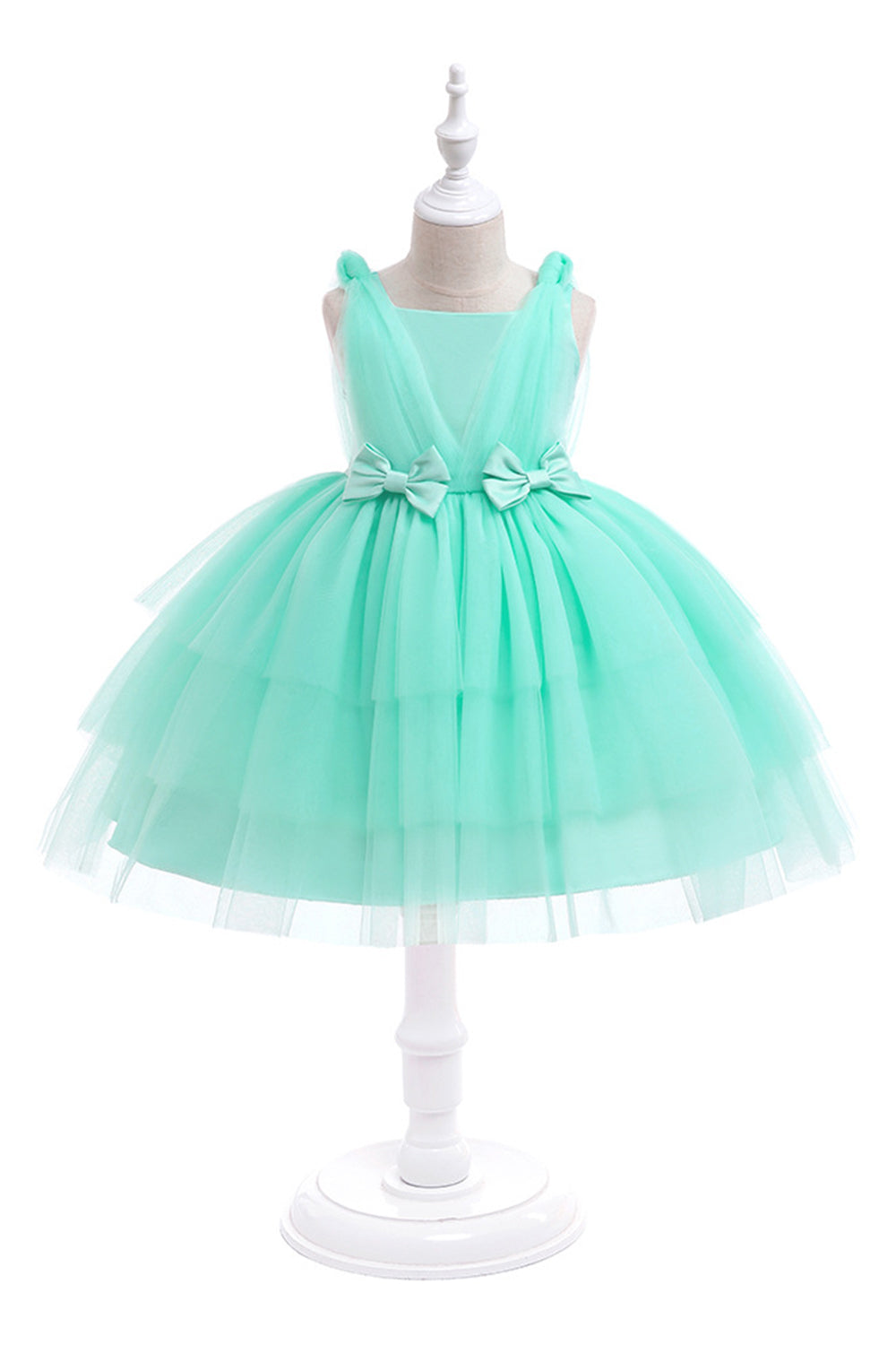 Vestido de festa azul Tulle Girl com laços