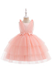 Vestido de festa azul Tulle Girl com laços