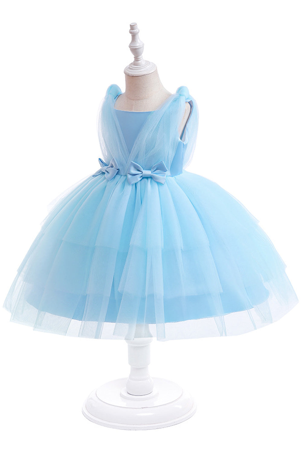Vestido de festa azul Tulle Girl com laços
