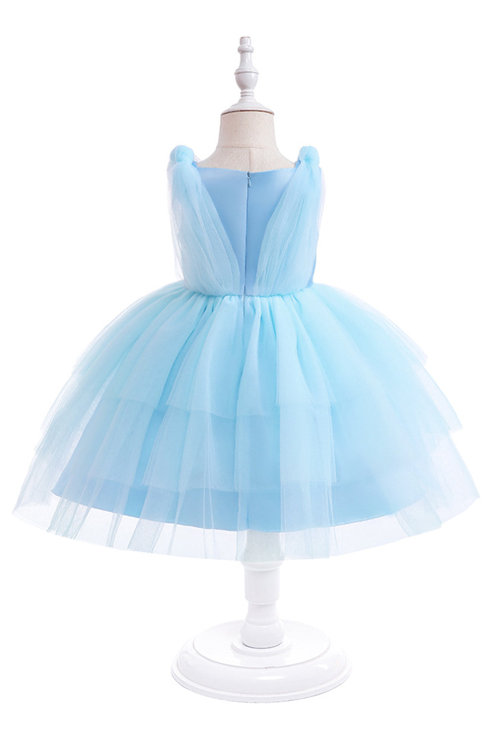 Vestido de festa azul Tulle Girl com laços