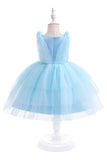 Vestido de festa azul Tulle Girl com laços