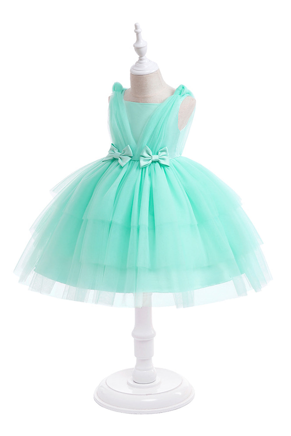 Vestido de festa azul Tulle Girl com laços