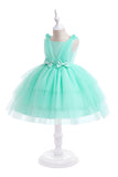 Vestido de festa azul Tulle Girl com laços