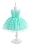 Vestido de festa azul Tulle Girl com laços