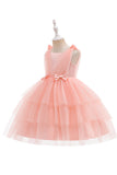 Vestido de festa azul Tulle Girl com laços