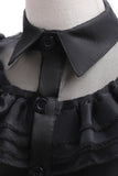 Tule preto Um vestido de menina linha com cinto
