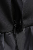 Tule preto Um vestido de menina linha com cinto