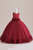 Tule verde sem mangas Um vestido de menina linha com renda