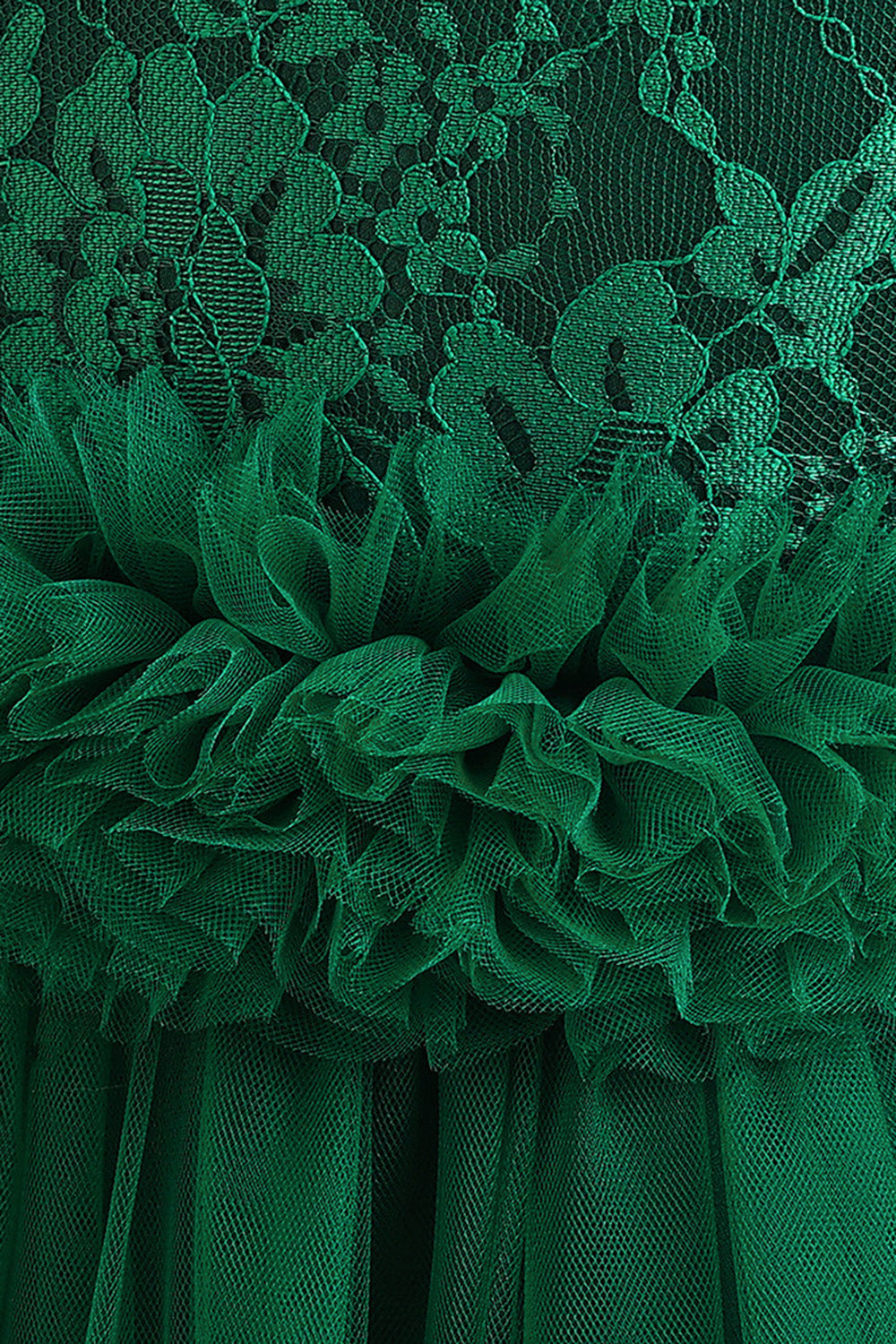 Tule verde sem mangas Um vestido de menina linha com renda