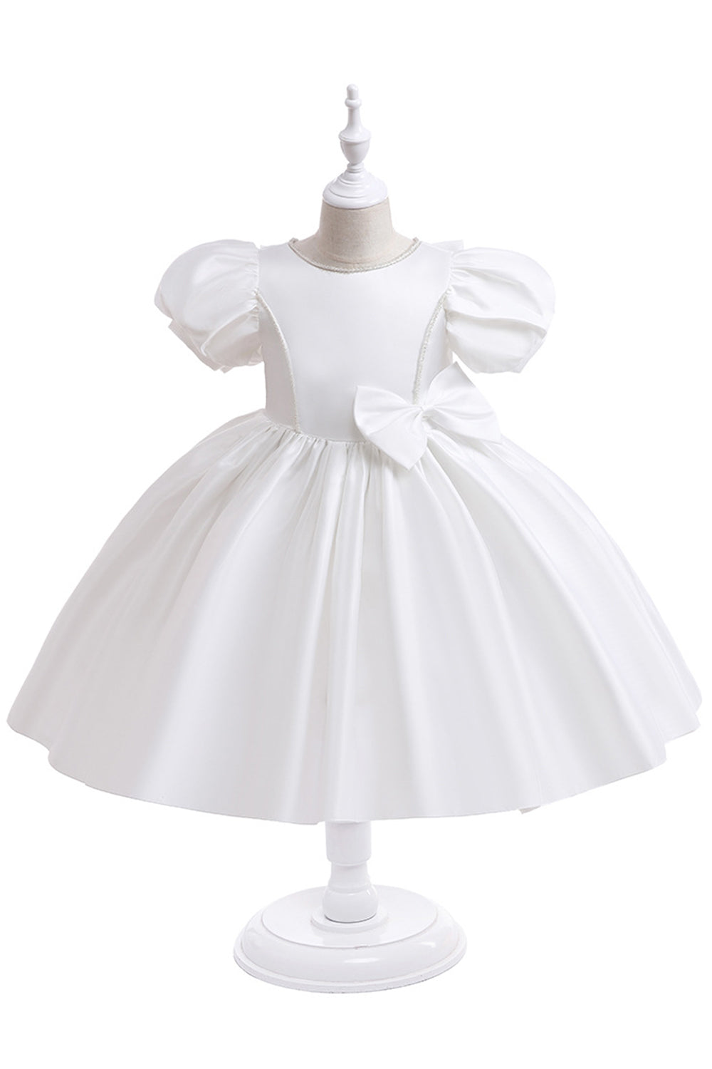 Vestido de menina de cetim Borgonha com arco
