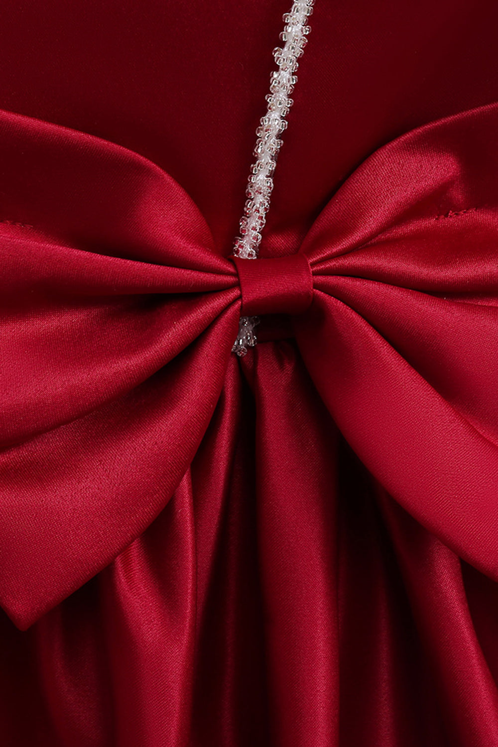 Vestido de menina de cetim Borgonha com arco