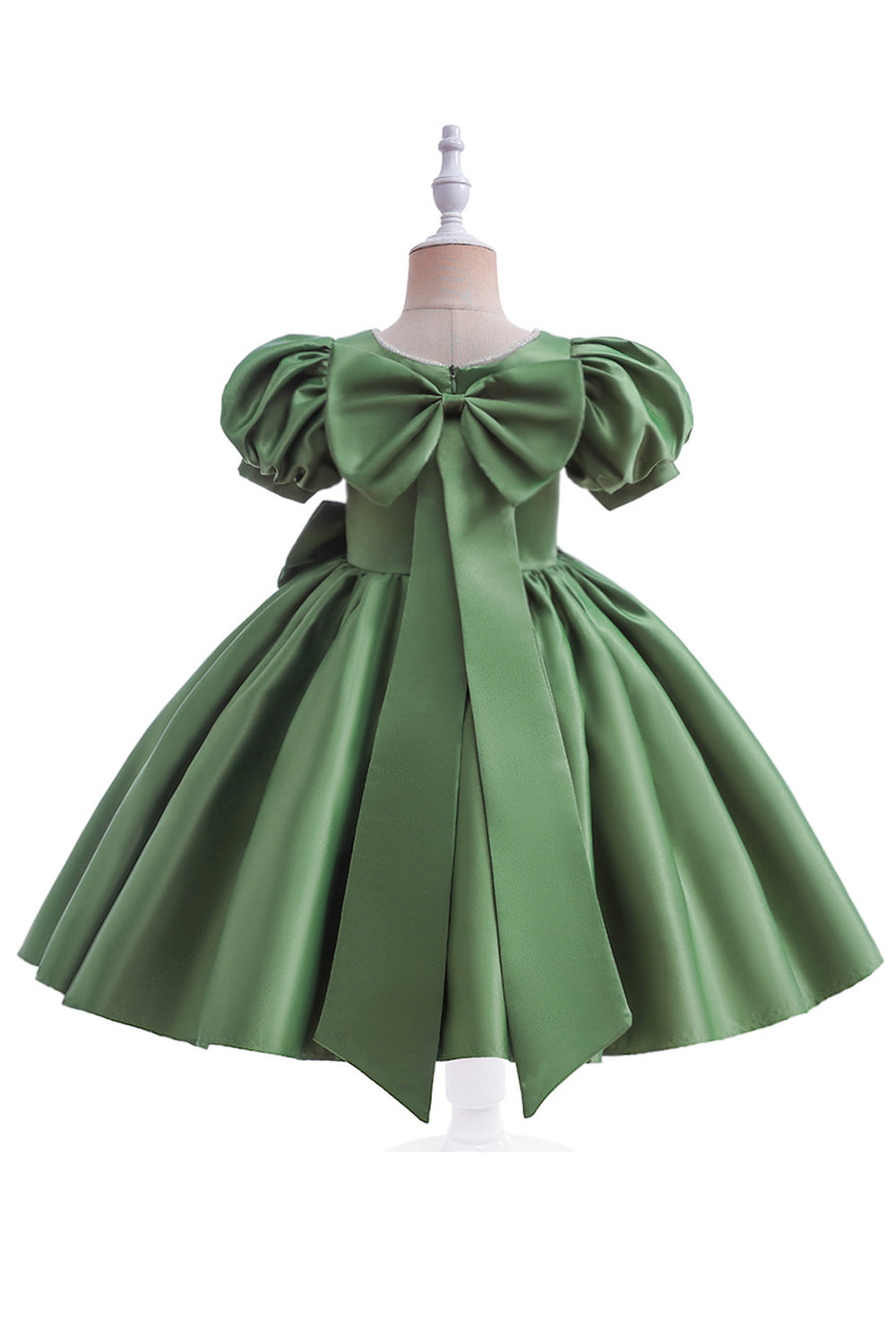 Vestido de menina de cetim Borgonha com arco