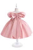 Vestido de menina de cetim Borgonha com arco
