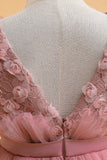 Tule A Line Champagne Girl Dress com Arco
