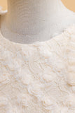 Tule A Line Champagne Girl Dress com Arco
