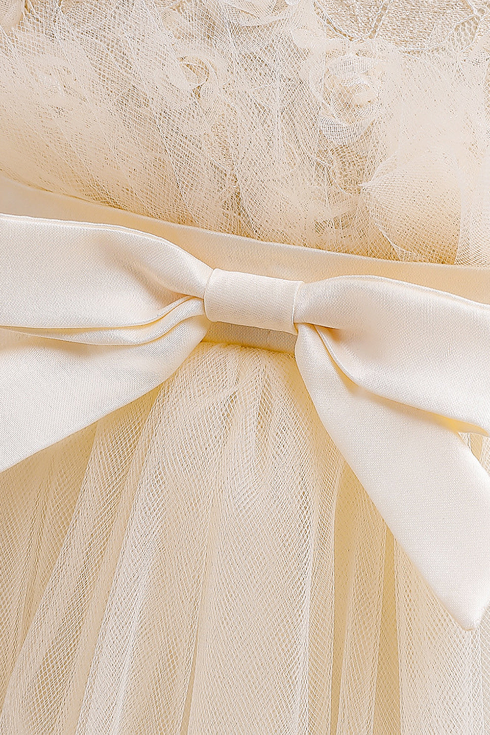 Tule A Line Champagne Girl Dress com Arco
