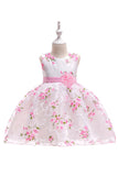 Bonito sem mangas rosa vestido de festa das meninas