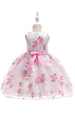 Bonito sem mangas rosa vestido de festa das meninas