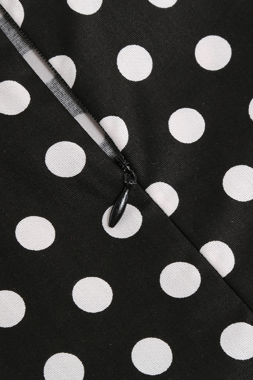Puff Mangas Polka Dots Preto Uma Linha Vestido Feminino
