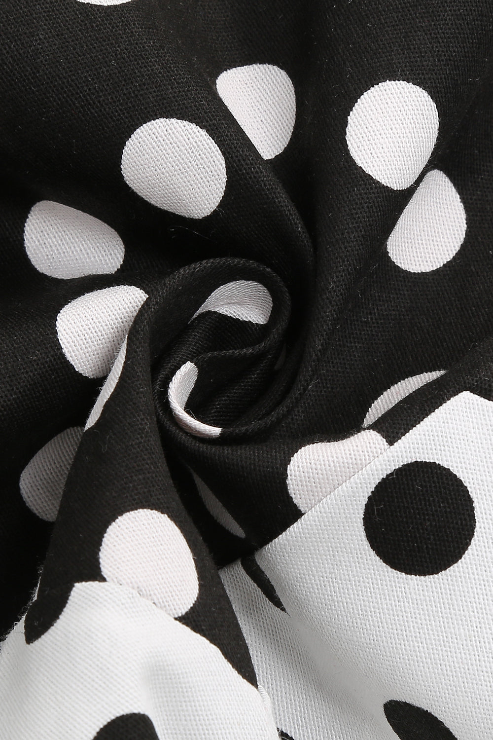 Puff Mangas Polka Dots Preto Uma Linha Vestido Feminino