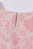 Bonito Pescoço Redondo Rosa Jacquard Vestido de Menina