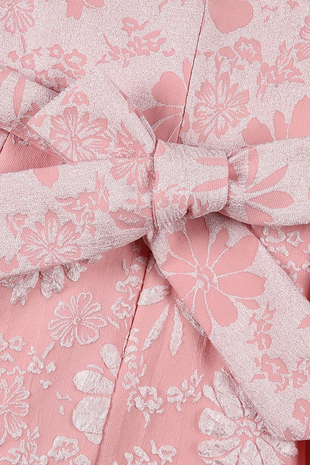 Bonito Pescoço Redondo Rosa Jacquard Vestido de Menina