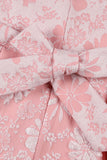 Bonito Pescoço Redondo Rosa Jacquard Vestido de Menina