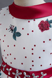 A Line Pescoço Redondo Azul Estampado Vestido de Menina