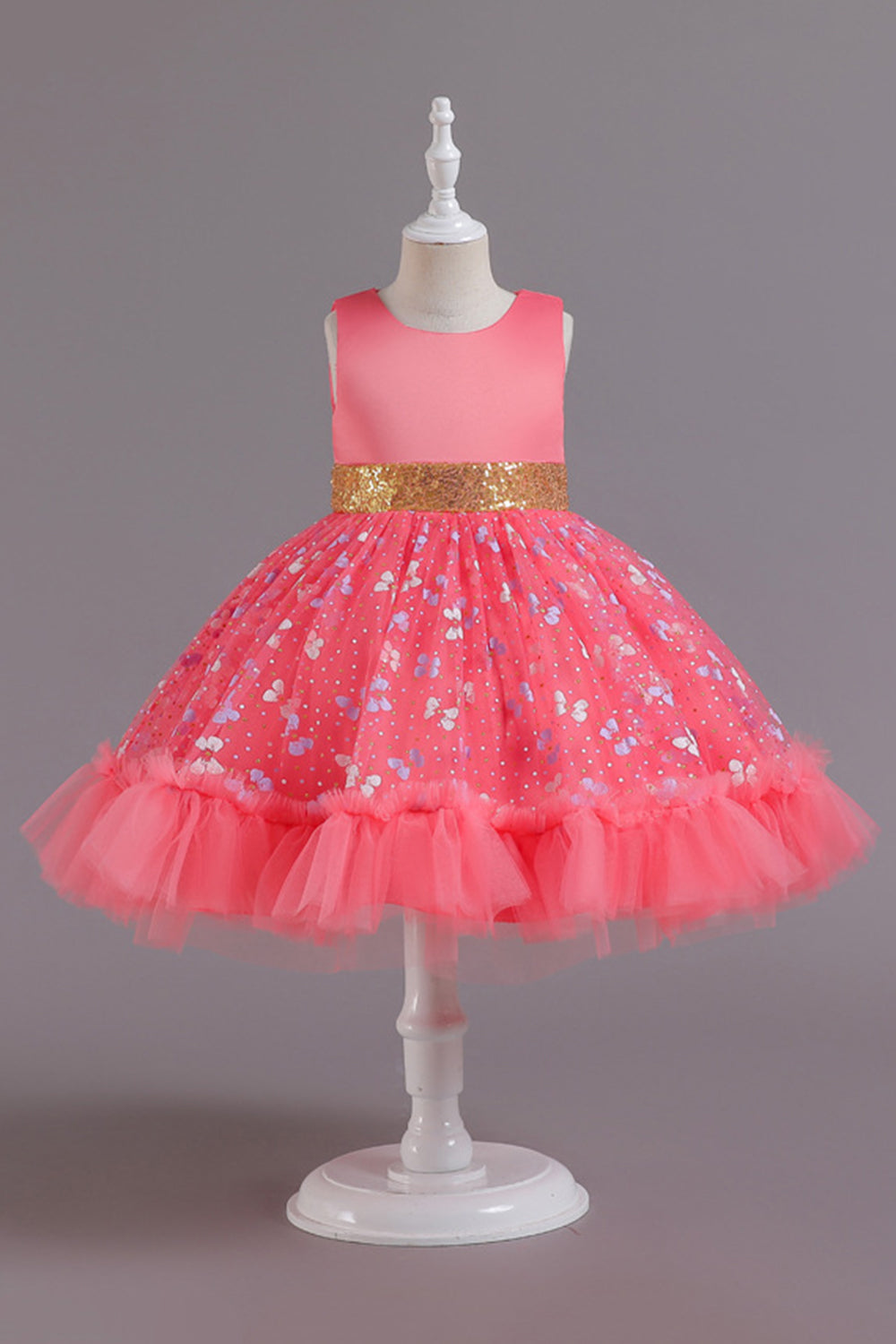 A Line Rosa Vestido de Menina Com Apliques