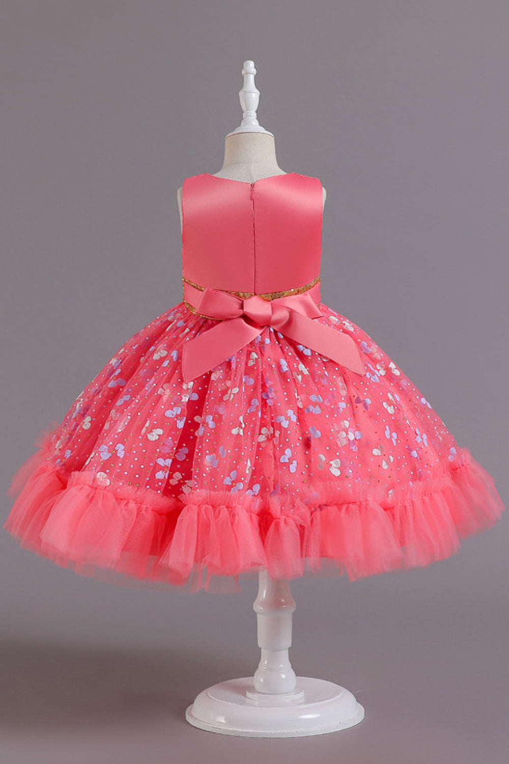 A Line Rosa Vestido de Menina Com Apliques