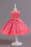 A Line Rosa Vestido de Menina Com Apliques