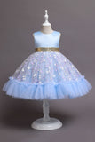 A Line Rosa Vestido de Menina Com Apliques