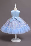 A Line Rosa Vestido de Menina Com Apliques