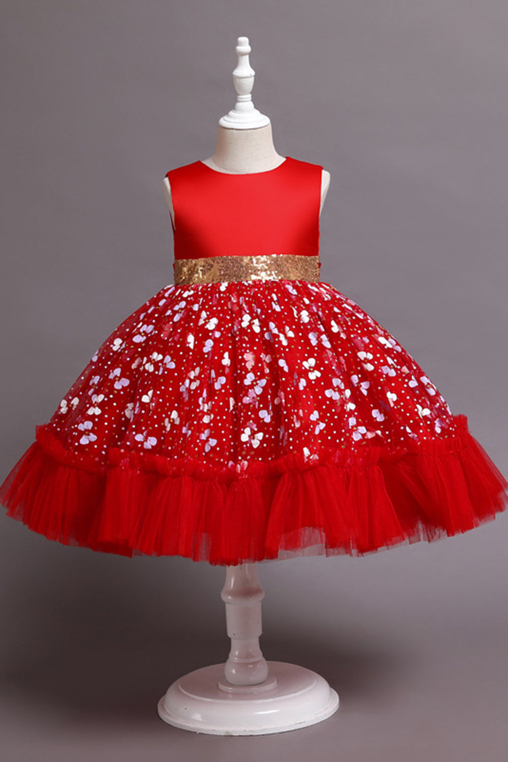 A Line Rosa Vestido de Menina Com Apliques