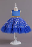 A Line Rosa Vestido de Menina Com Apliques