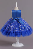 A Line Rosa Vestido de Menina Com Apliques