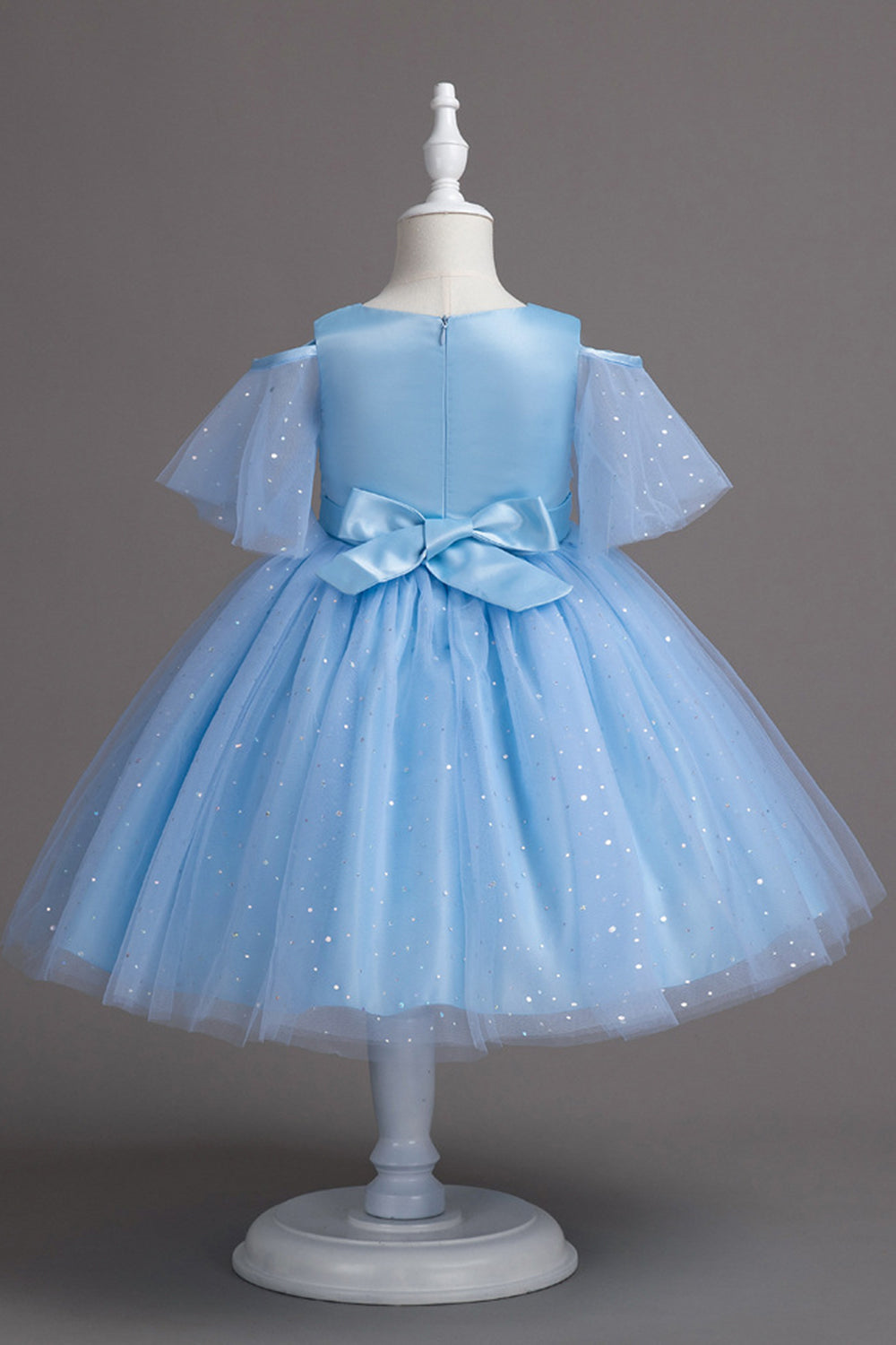 A Line Fora do Ombro Borgonha Vestido de Menina Tule