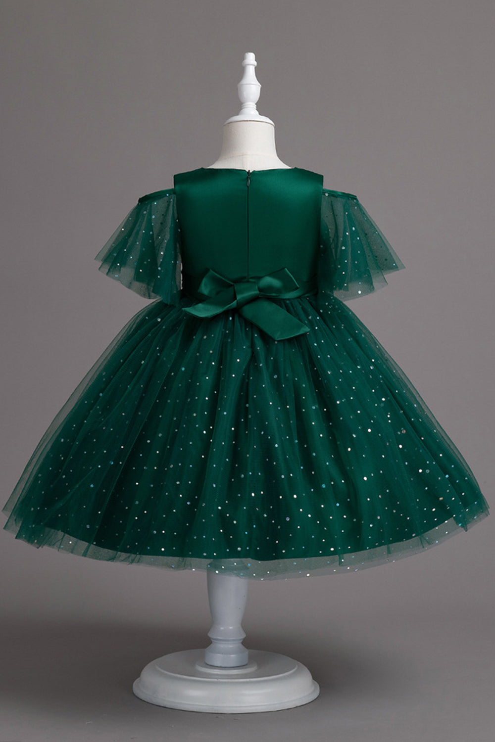 A Line Fora do Ombro Borgonha Vestido de Menina Tule