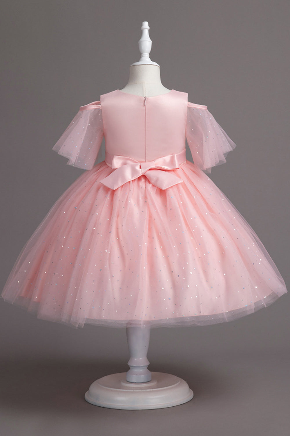 A Line Fora do Ombro Borgonha Vestido de Menina Tule