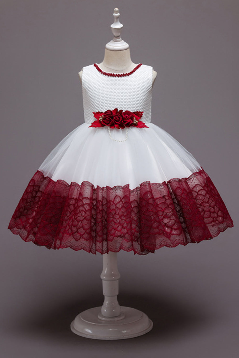 Rosa Sem Mangas Flor Tule Vestido de Menina Com Arco