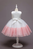 Rosa Sem Mangas Flor Tule Vestido de Menina Com Arco