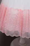 Rosa Sem Mangas Flor Tule Vestido de Menina Com Arco