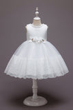Rosa Sem Mangas Flor Tule Vestido de Menina Com Arco
