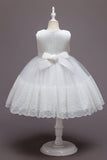 Rosa Sem Mangas Flor Tule Vestido de Menina Com Arco